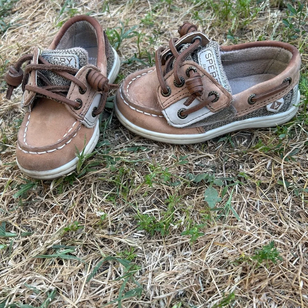 Sperry Kids Tan Suede Moccasin Boat Shoes